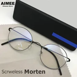 High Quality Retro Round Screwless Spectacle Titanium Glasses Frame Men Women Korean Brand Design Handmade Ultralight Eyeglasses