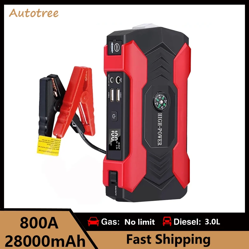 28000Mah 800A Car Jump Starter Portable Power Bank 12V Car Starter Buster Battery Booster Charger Dispositivo Di Avviamento Benzina Diesel