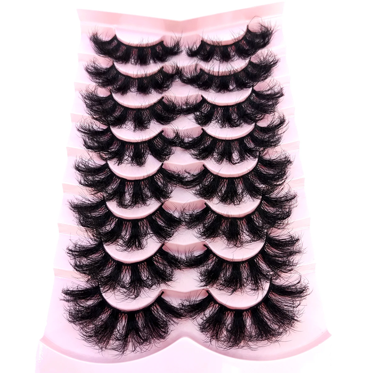 HBZGTLAD 5/8 Pairs of Natural Russian Striped Mink Lashes 3D False Lashes Volume Wavy False Lashes Eyelash Extensions Makeup