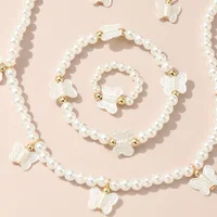 Bijoux français en perles pour enfants, collier fouet, bracelet, bague, boucles d'oreilles, design de niche de luxe léger, costume 4 5