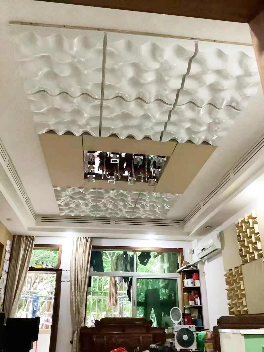 ญี่ปุ่น/เกาหลี High-End White Cloud Acoustic Diffuser แผง 60x60x10 ซม.เพดานรองสารตกค้าง Diffuser สําหรับ HiFi Theater Studio 1