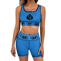 QOS – ensemble d'entraînement 2 pièces pour femmes, short de levage des fesses avec soutien-gorge de sport extensible rembourré, Jogging, Yoga, tenues de gymnastique 5