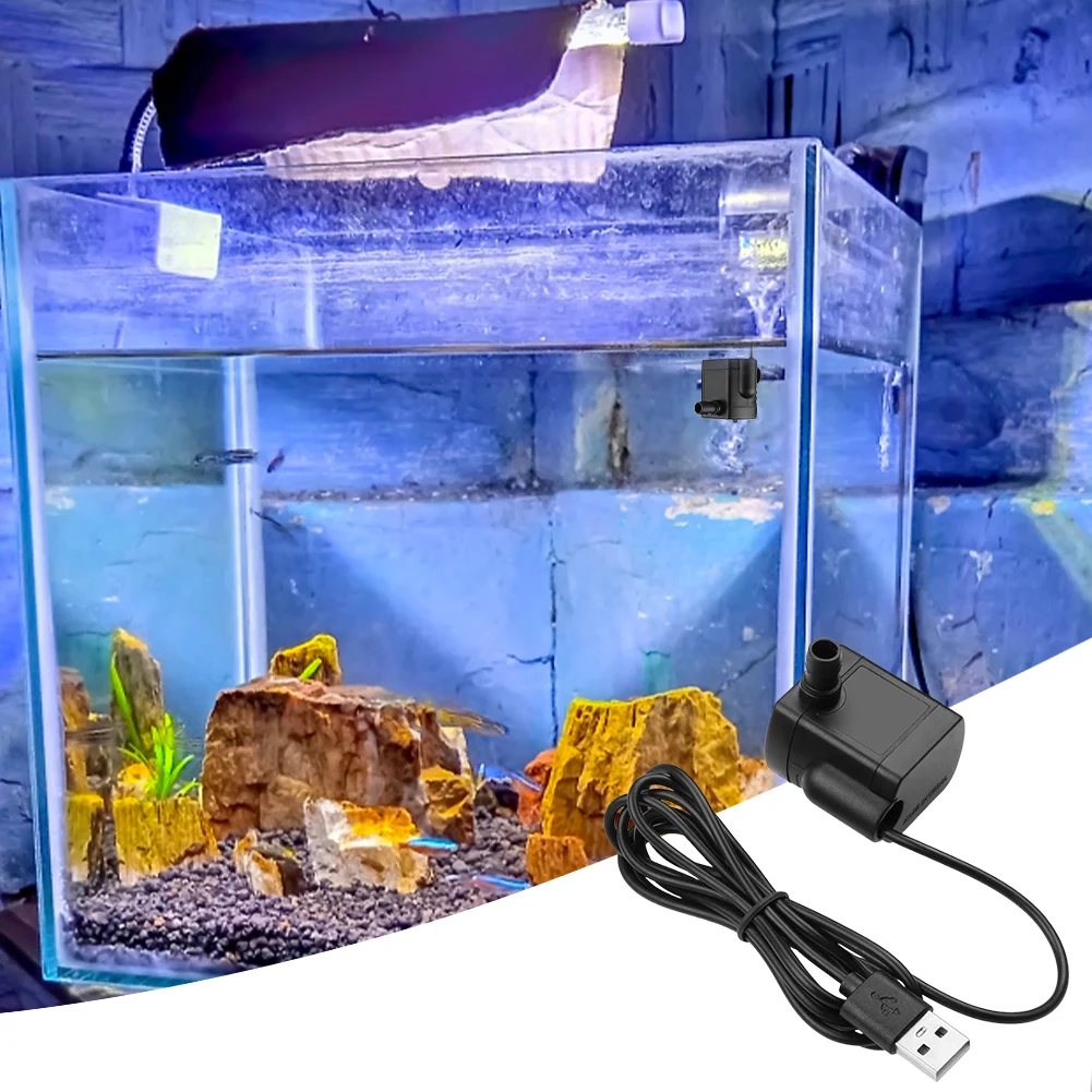 USB 수중 워터 펌프, 3.5-9V 브러시리스 모터, 소형 워터 펌프 리프트 1.5m, 수경 어항 분수용 조용한 워터 펌프