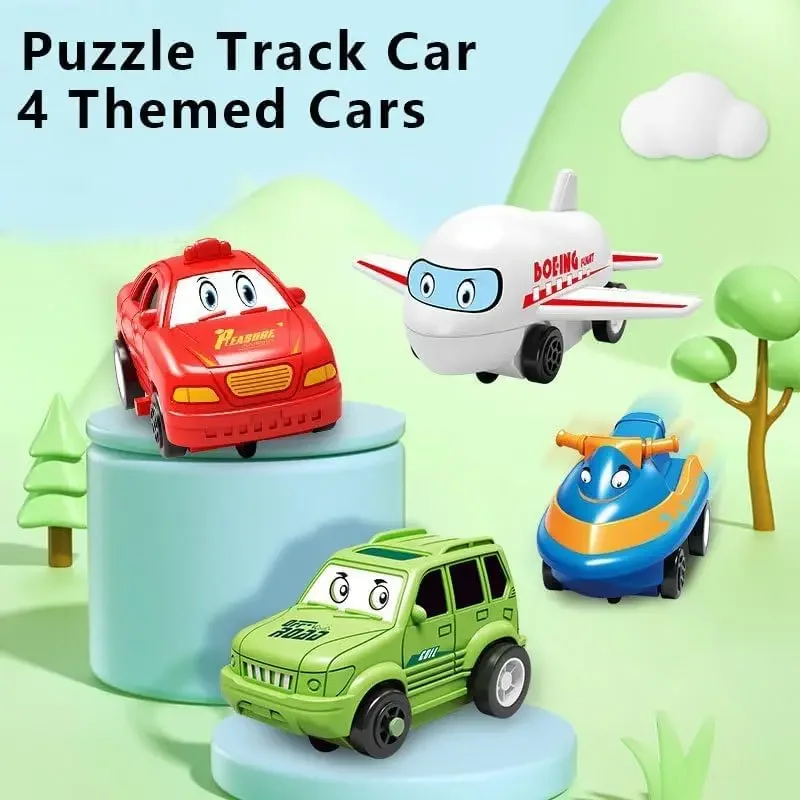 

Kids Puzzle Rail Car DIY Assembly Electric Trolley Automatic Rail City Scene Building Puzzle Toys