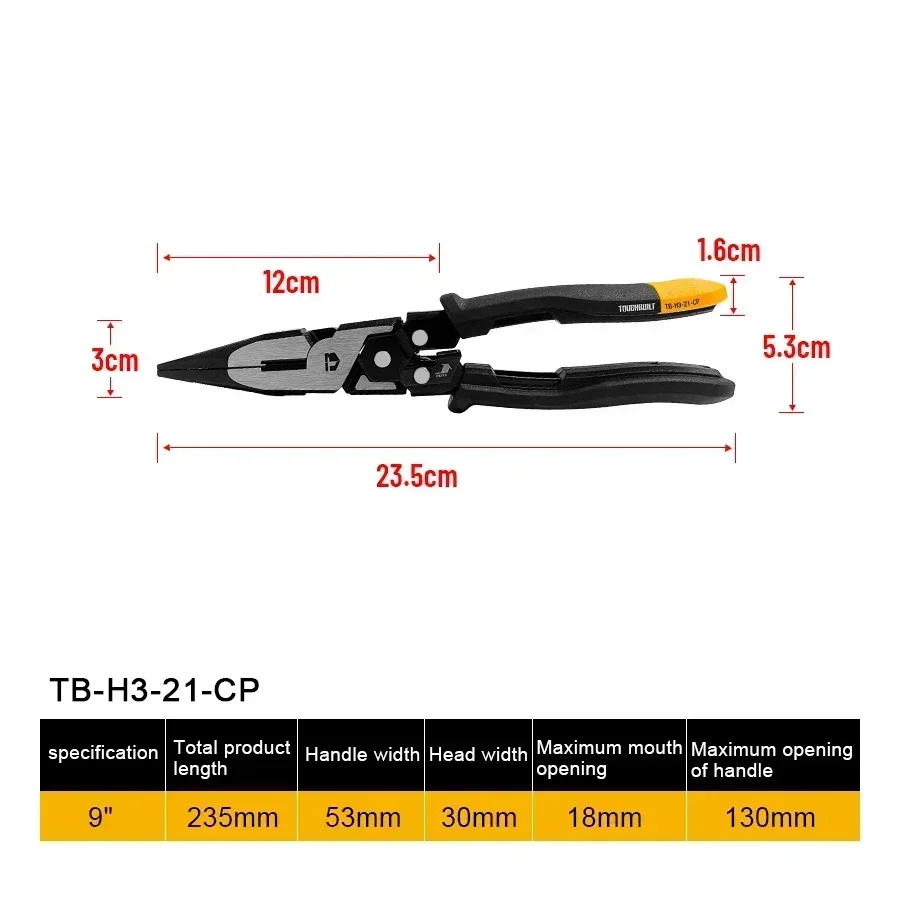TOUGHBUILD TB-H3-21-CP 9-inch labor-saving pointed nose pliers with reset spring pointed nose pliers sturdy hand tool 2