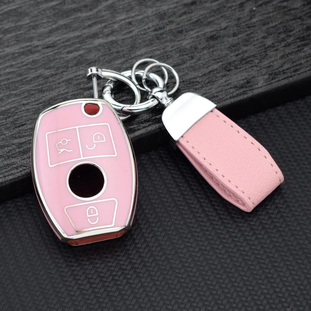 Deluxe Soft TPU Car Key Cover with Keychain Attachment