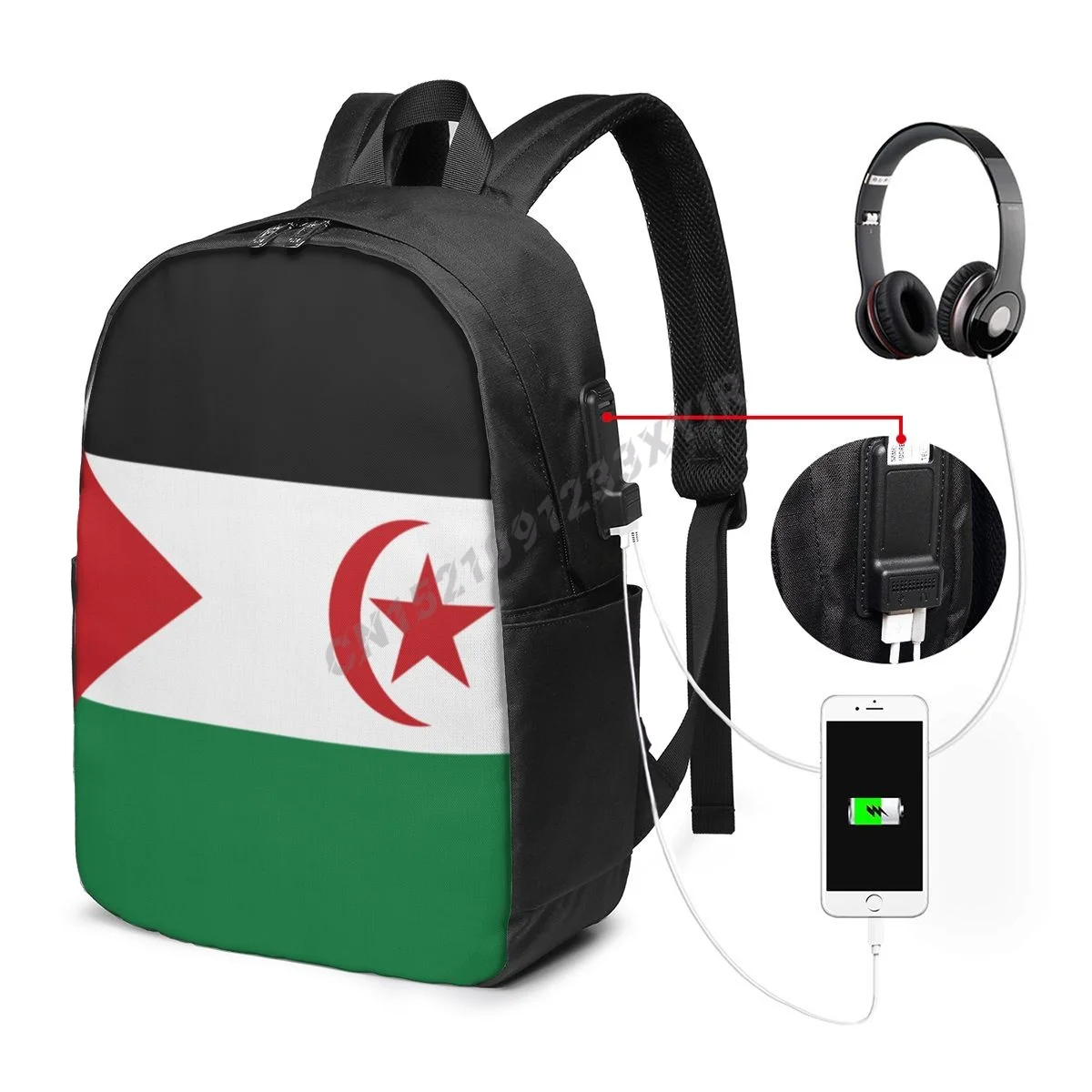 

Backpack Sahrawi Arab Democratic Republic Flag Country IT'S IN MY DNA Student Schoolbag Travel Casual Laptop Back Pack Unisex