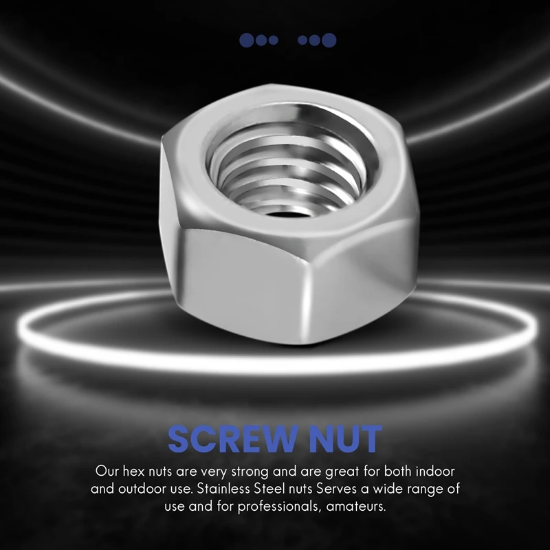 Stainless Steel Nuts 2-56 To 3/8Inch-16 UNC Hex Nuts Assortment Kit For Screws Bolts-280Pcs