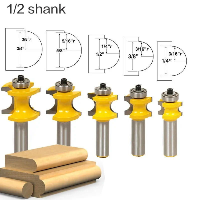 

1PC 1/2" 12.7MM Shank Milling Cutter Wood Carving Concave Bullnose Bead Column Face Molding Router Bit Wood Milling Router Bit