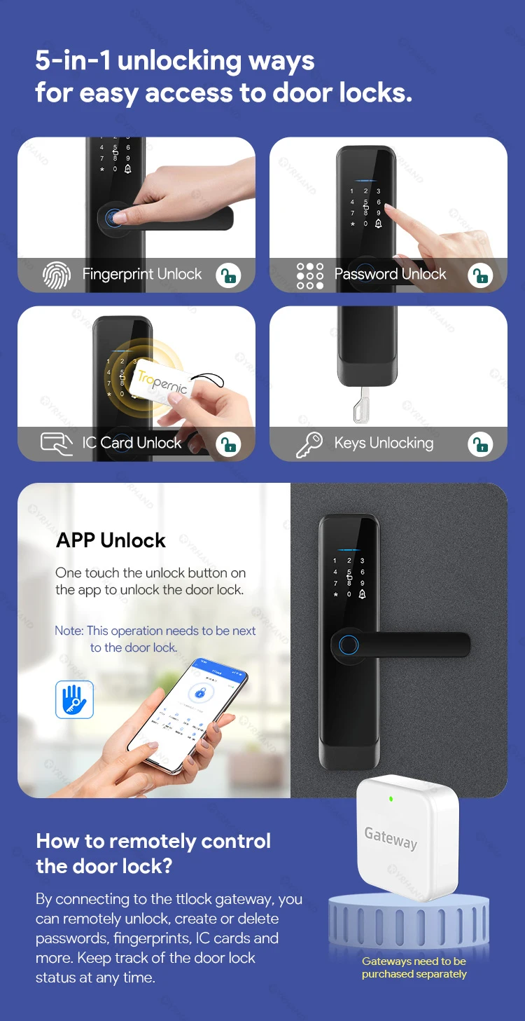 fechadura eletronico digital Ttlock APP Fingerprint unlocking Bluetooth Waterpro