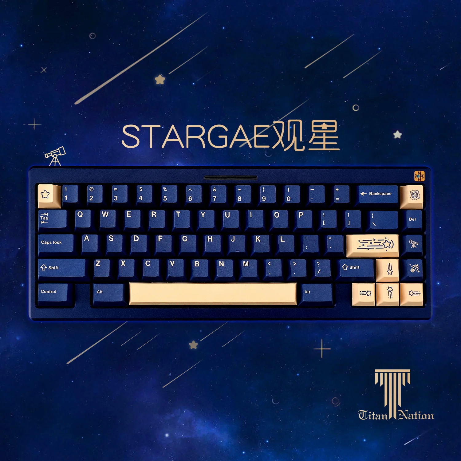 Chaves Conjunto Gmk Stargaze Keycaps Pbt Tintura Sublimação Chave Tampões Cherry Perfil Keycap com 7u Spacebar 1.75u 2u Shift 133 - Imagem 5
