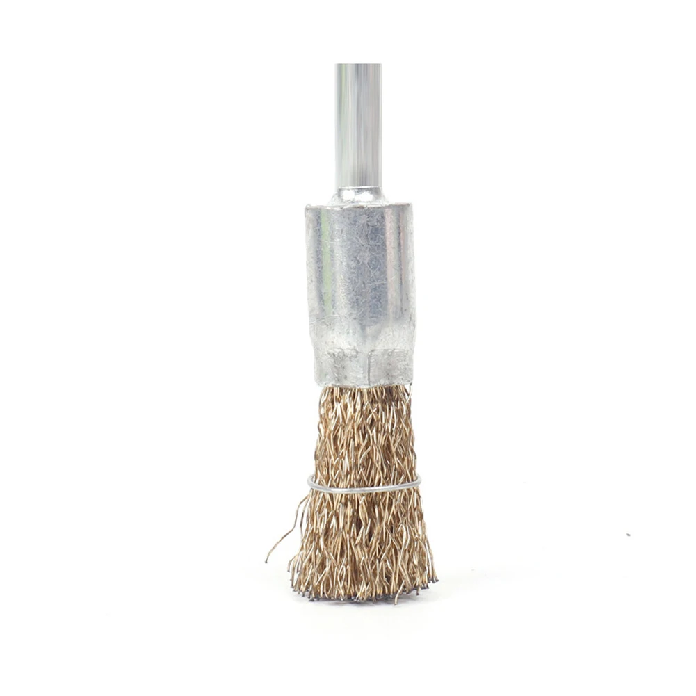 Heavy Duty 6mm Shank Copper Plating Stainless Steel Wire Wheel Brushes Suitable For Aviation And Petroleum Industries (5 Pack) 5