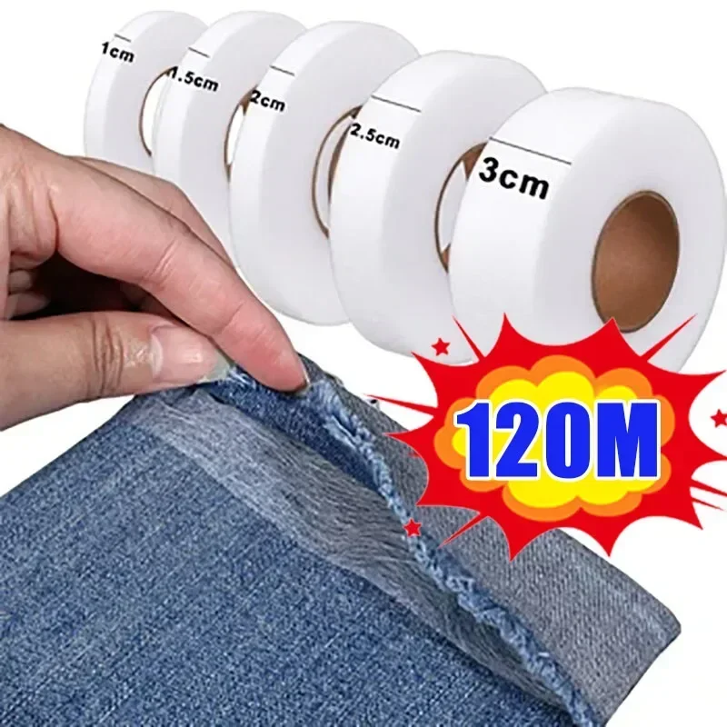 Sewing Double Sided Tape Double-sided Non-woven Interlining Adhesive Tape Iron On Hem Tape Edge Shorten Repair Pants for Hats Clothes DIY Sewing Crafts