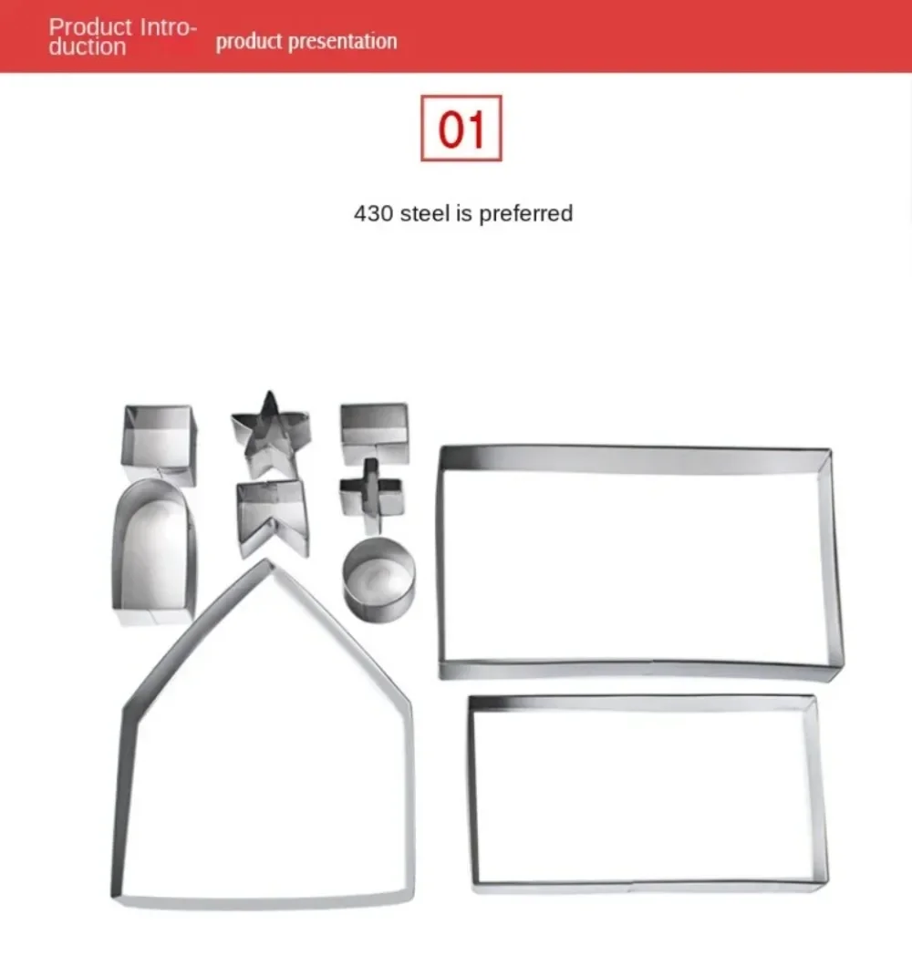 Description Picture 5 of item10Pcs/set Christmas Cookie Cutters Moulds Stainless Steel Xmas Theme Biscuit Mold DIY Dessert Pastry Decoration Baking Tools