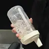New Plastic Water Bottle For Girls With Straw Lid Bubble Milk Tea Plastic Cup Simple Outdoor School Straw Drinking Water Bottles 5