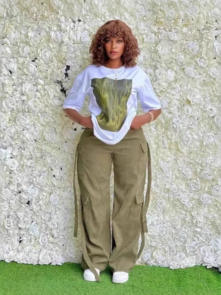 Wmstar Two Piece Outfits for Women Wholesale Casual Fashion Loose Cargo Pants Sets  Multi Pocket Two Piece Set Matching Suit