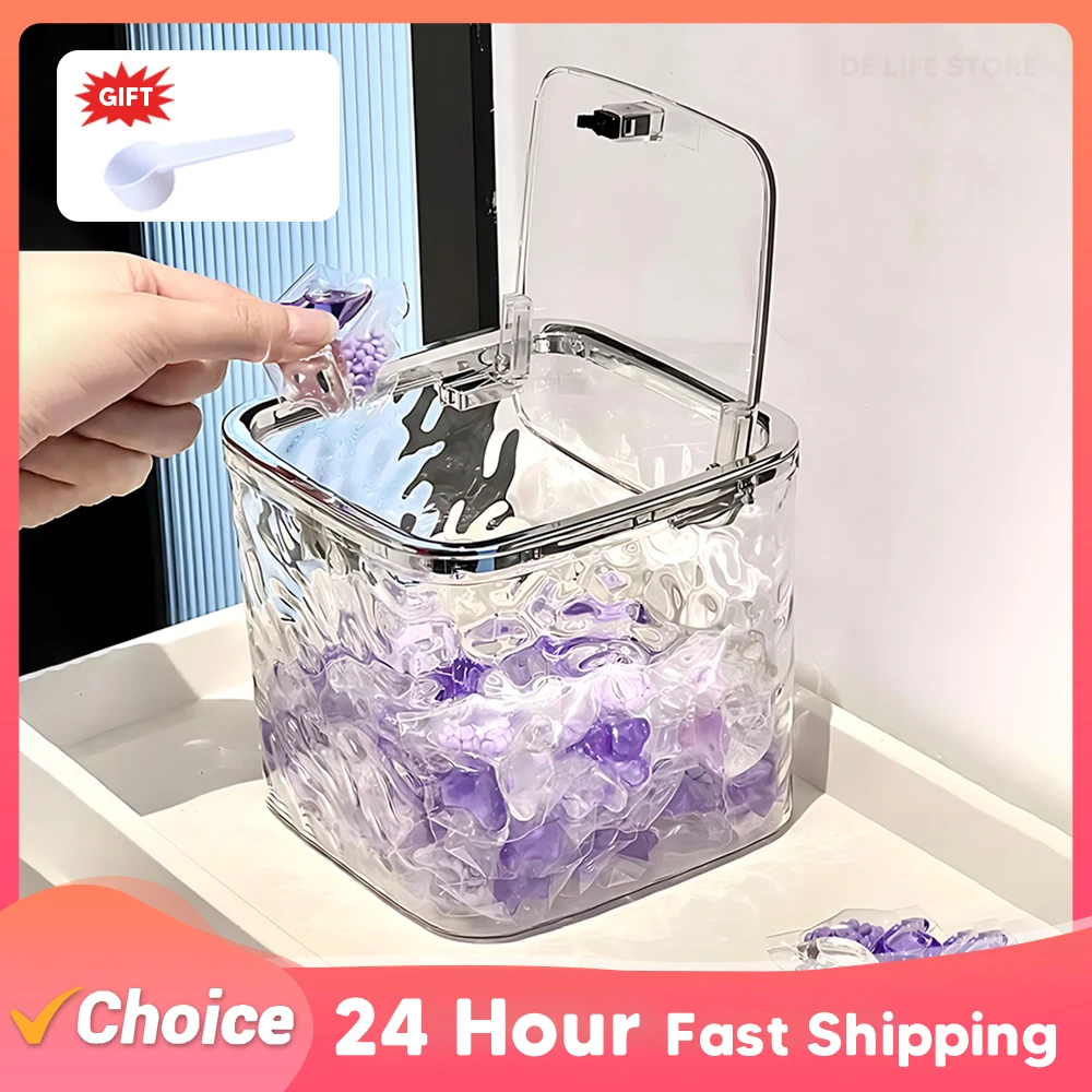 Laundry Pods Container Clear Storage Box For Washing Capsules Dryer Sheets Container Laundry Room Storage Organizer 1