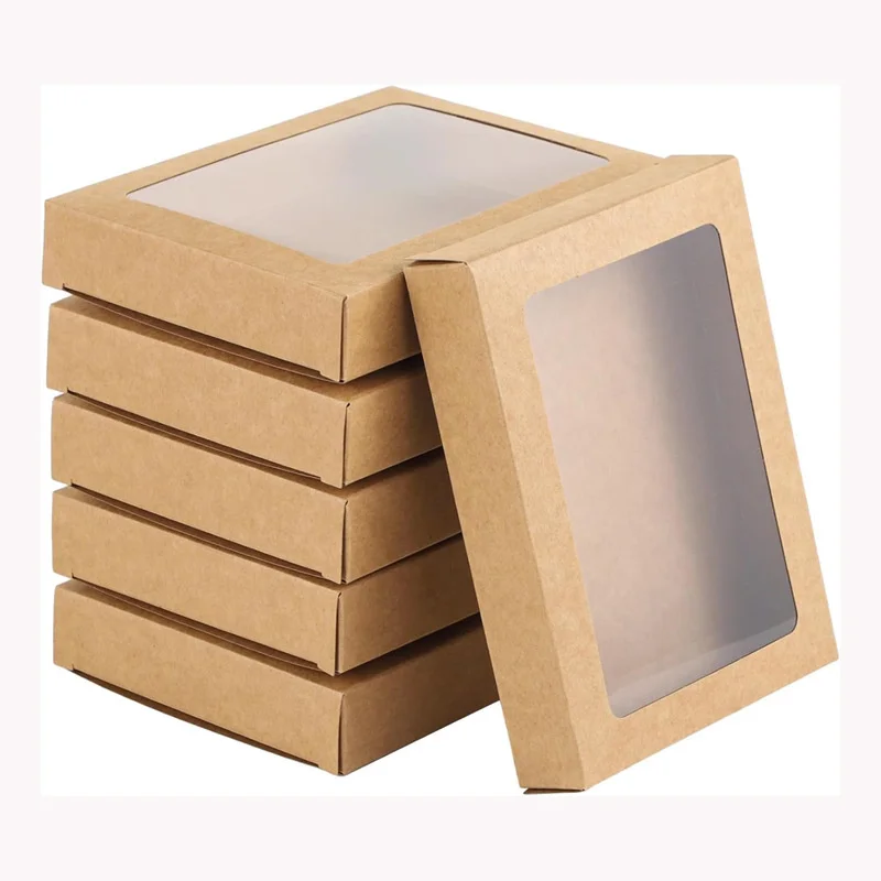 200 Teile/los Kraft Papier Postkarte Rahmen Verpackung Box Urlaub Grußkarte Lagerung Box Süßigkeiten Keks Fenster Falten Papier Box
