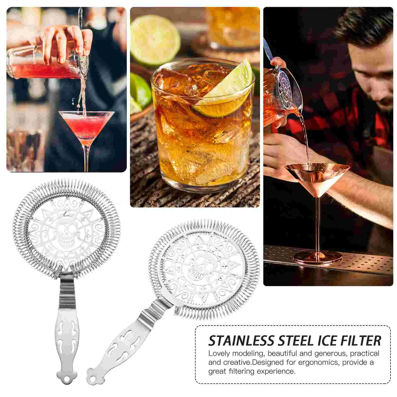 

Stainless Steel Cocktail Strainer Ice Filter Shaker Ice Wire Mixed Drink Colander Professional Bartender Bar Tools