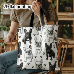 French Bulldog Design Tote Bag with Paw Print Accents - Ideal - 40X40cm (1)