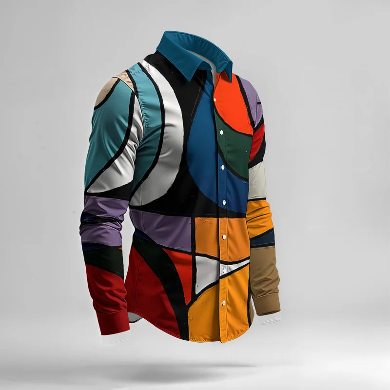 2025 Spring Summer Men Shirt Set Brand Print Fashion Simple Two Piece Set Mens Luxury Lightweight Party Long Sleeves Suit Casual_voghion.com