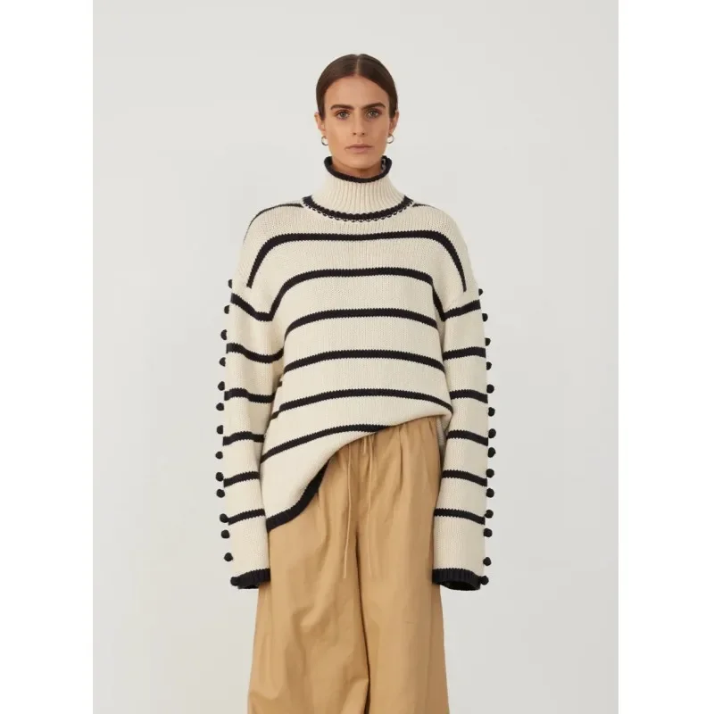 

23 Autumn/Winter Australian Designer Brand JOSLIN Two tone Stripe High Neck Loose Sweater