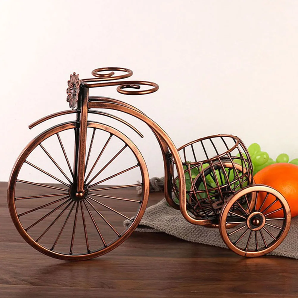 

Vintage Metal Tricycle Model Wine Holder Ornamental Iron Art Bike Bottle Rack Bar Home Decoration Display Stand