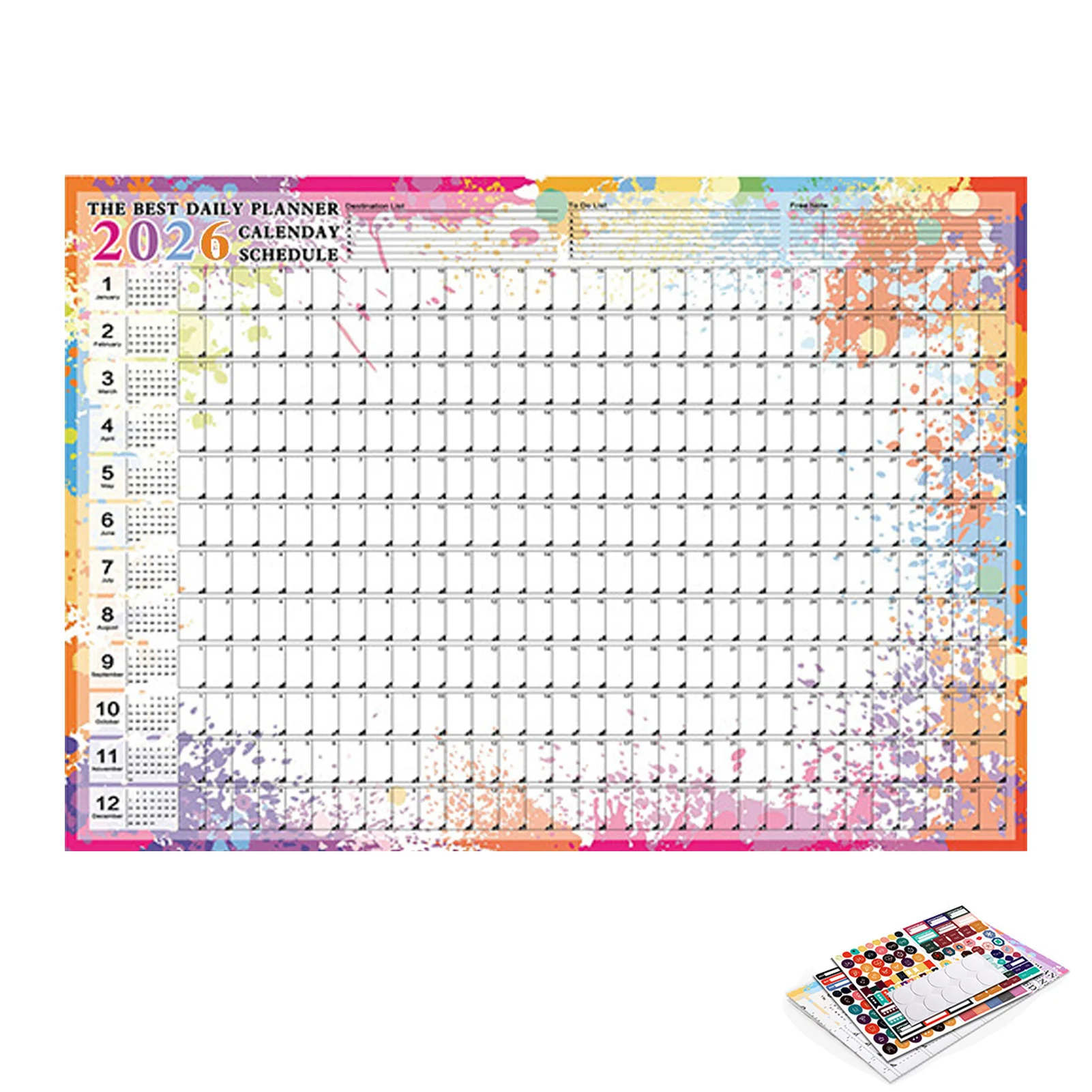 Yearly Wall Calendar and Planner: Home & Desk Decor Organizer