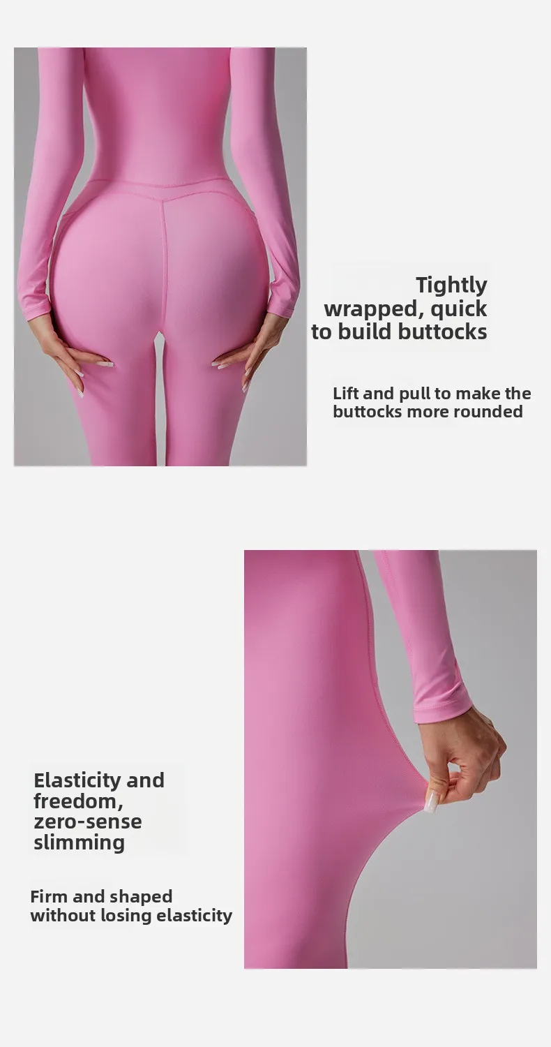 Naked Feel Yoga Unitard with Half Zip, Slimming Dance Bodysuit for Women, Seamless Gym Wear One Piece Workout Suit Spring Autumn