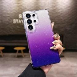 Shining Starry Glitter Gradient Shockproof Phone Case With Airbag Protection - Galaxy S23 Ultra (Dark Purple)