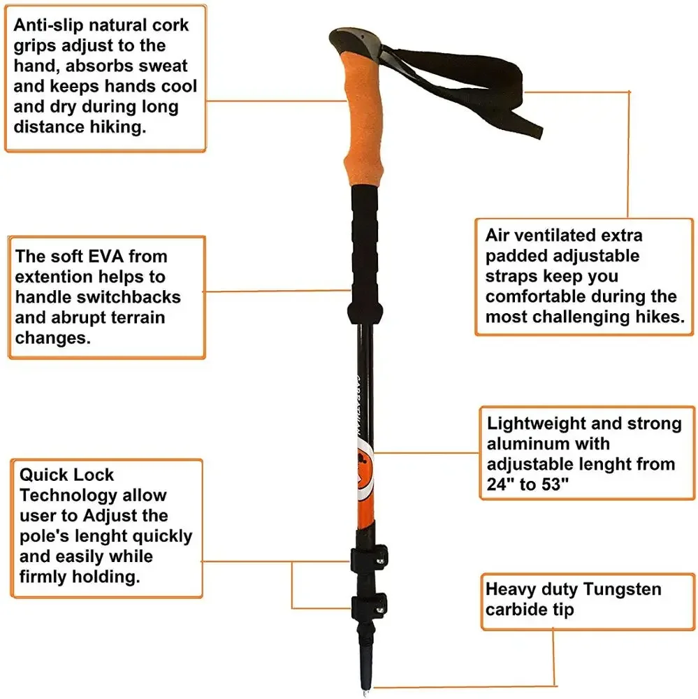 6061 High Quality Ski Poles Foldable Trekking Pole Carbon Aluminium Nordic Walking Sticks Walking Pole Trekking