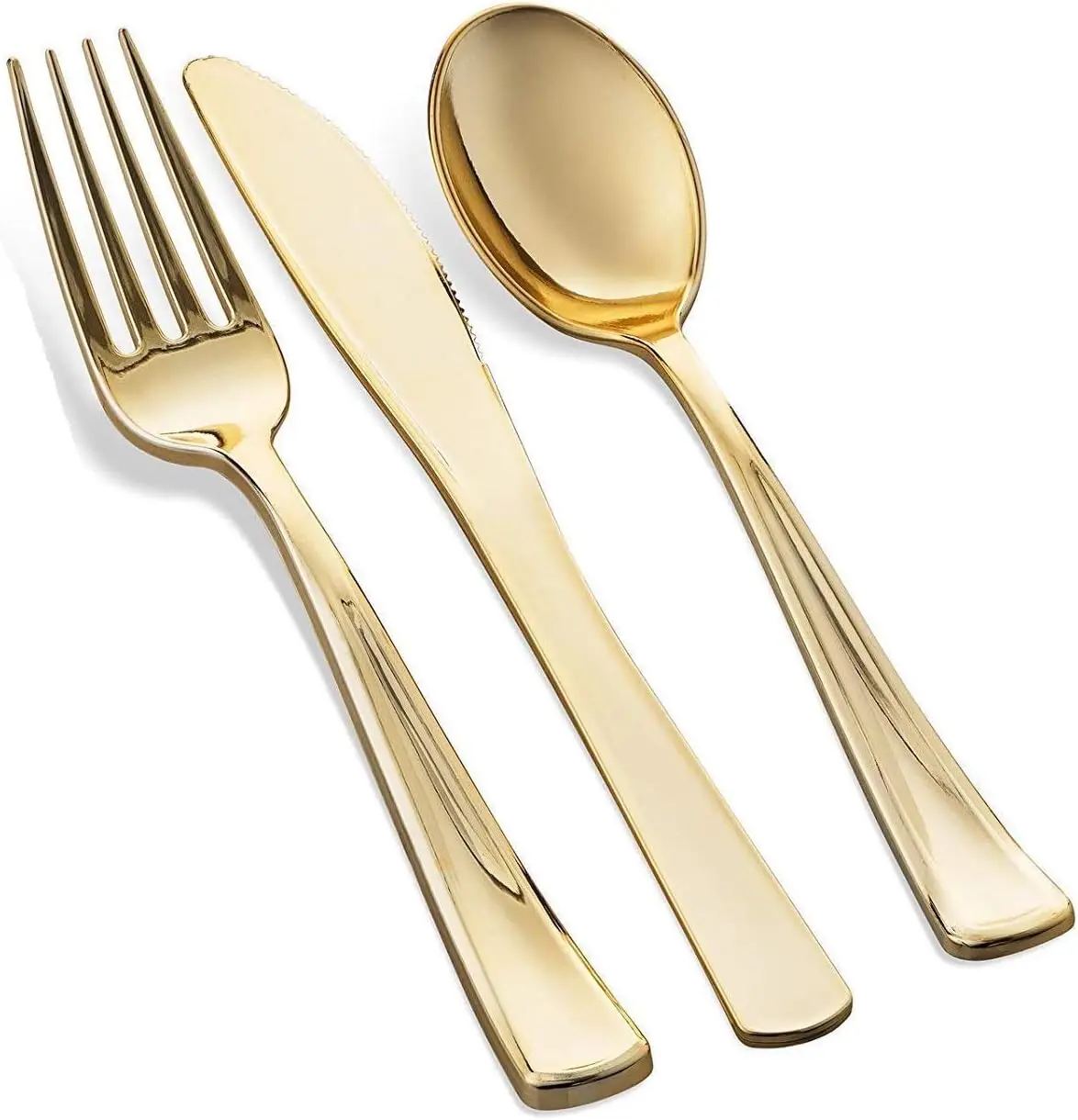 700 Piece Gold Dinnerware Set-200 Gold Rim Plates -300 Silverware 100 Plastic Cups 100 Linen Like Paper