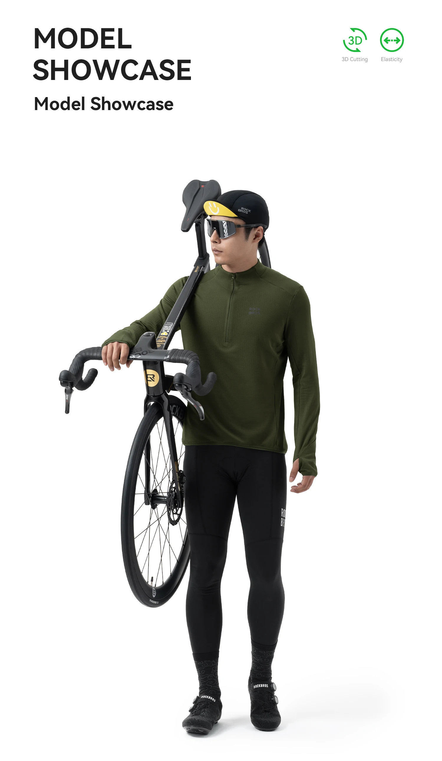 ROCKBROS Radtrikot, wärmer, langärmelig, Fleece, mit Hintertasche, Fahrradbekleidung, rutschfestes Sweatshirt, Fahrradanzug – Detail 7