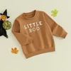 Halloween Toddler Boys Girls Sweatshirts - Cute Letter Print Crew Neck Long Sleeve Kids Pullovers for Fall - Trendy Tops for 6