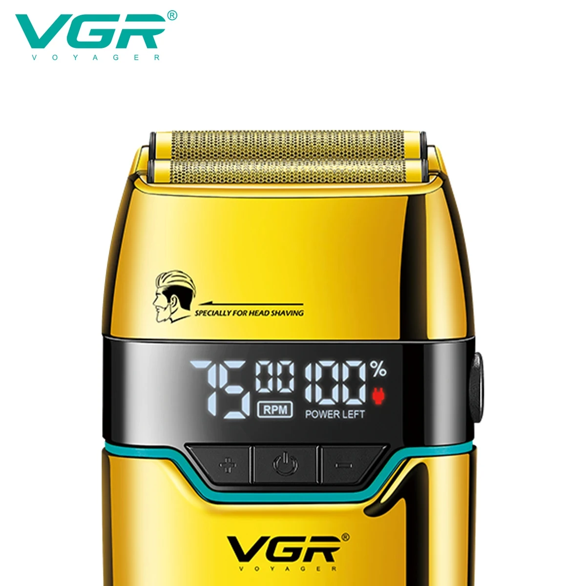 VGR V-350 고급 면도 세트 LED 지능형 디지털 디스플레이 남성용 면도기 금속 바디 날카로운 이중 날 헤드 헤어 트리밍