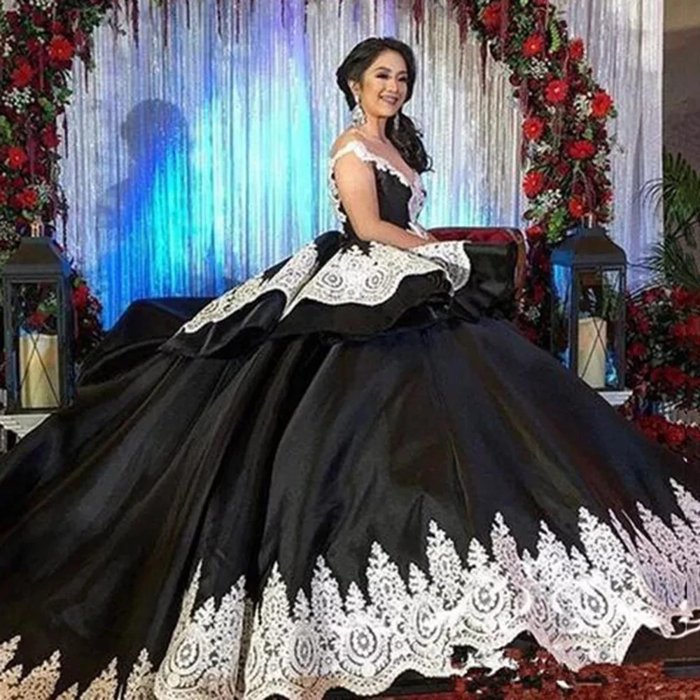 New 2022 Gothic Black Quinceanera Dresses White Lace Arabic Vestidos 15  Anos Girl Birthday Party Prom Gowns Sweet 16 Masquerade - Quinceanera  Dresses - AliExpress