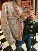 Popular Socialite Women's Woolen Suit Jacket Spring Autumn 2025 High-end Woolen Coat Colorful Elegant Office Lady Blazer Women 1