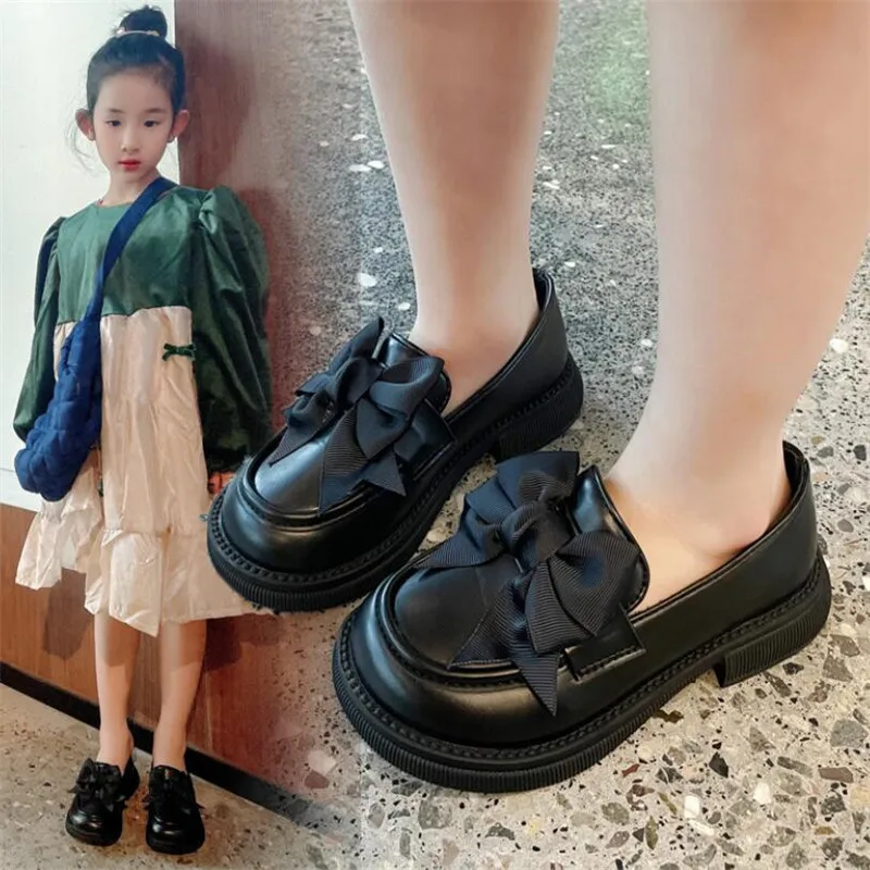 Girls English Style Leather Shoes Princess shoes kids Shallow Mouth Dress shoes