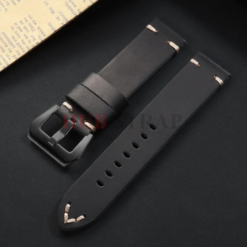 18mm 20mm 22mm 24mm 26mm Vintage Rindsleder Uhrenarmband Handgefertigte Nähte Lederarmband für Panerai für Seiko Smartwatch Armband – Detail 13