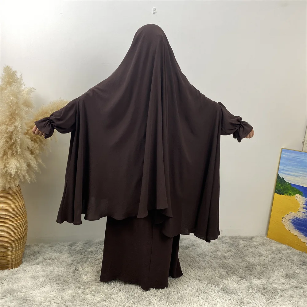 

Роскошные мусульманские комплекты Abaya из Дубая, хиджабы для женщин, со складками, креп с карманами, длинные платья и шарф, мусульманский скромный кафтан, кимоно