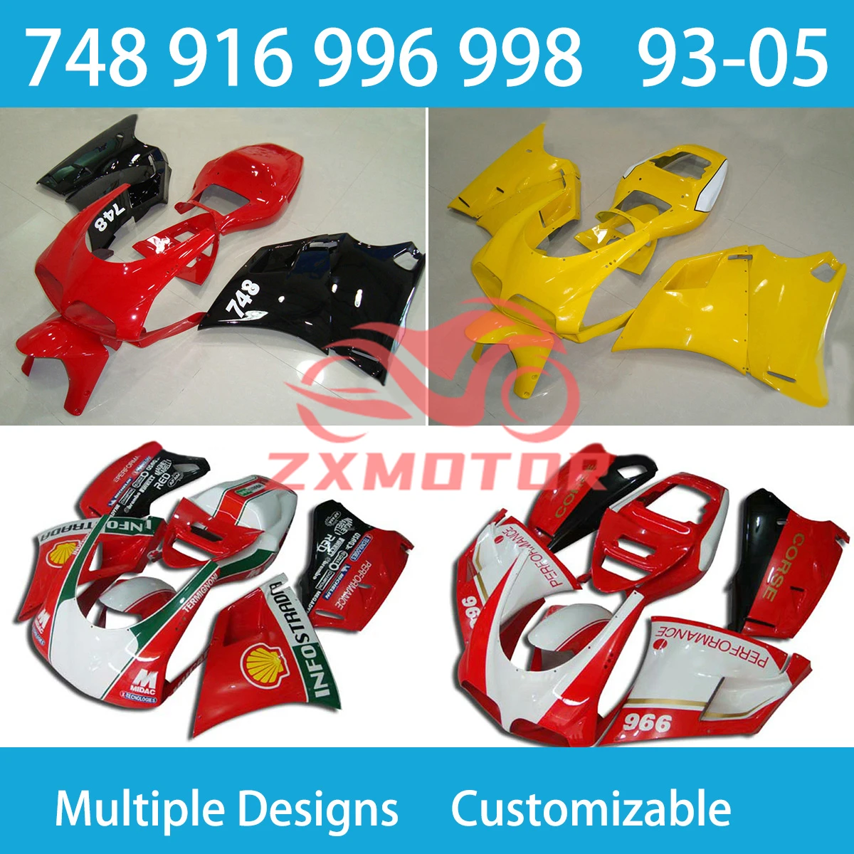

For Ducati 748 916 996 93 94 95 96 97 98 99 00 01 02 03 04 05 Fairng Body Kit 1993 1994-2005 Motorcycle Injection Fairing Kit