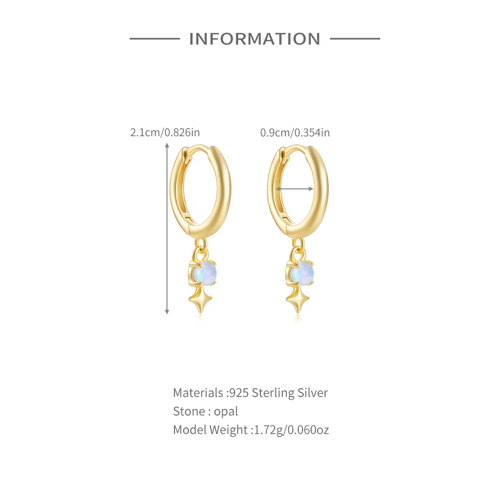 Gioielli alla Moda Orecchini a Cerchio in Argento Sterling 925 con Opale Placcat