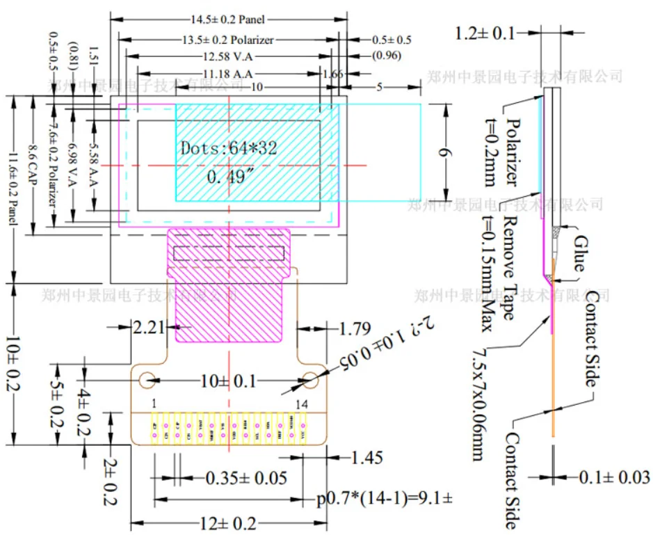 0,49 Zoll OLED-Display LCD-Modul Weiß 0,49 Zoll Bildschirm 64x32 I2C IIC-Schnittstelle SSD1306 Treiber für Arduino AVR STM32 – Detail 2