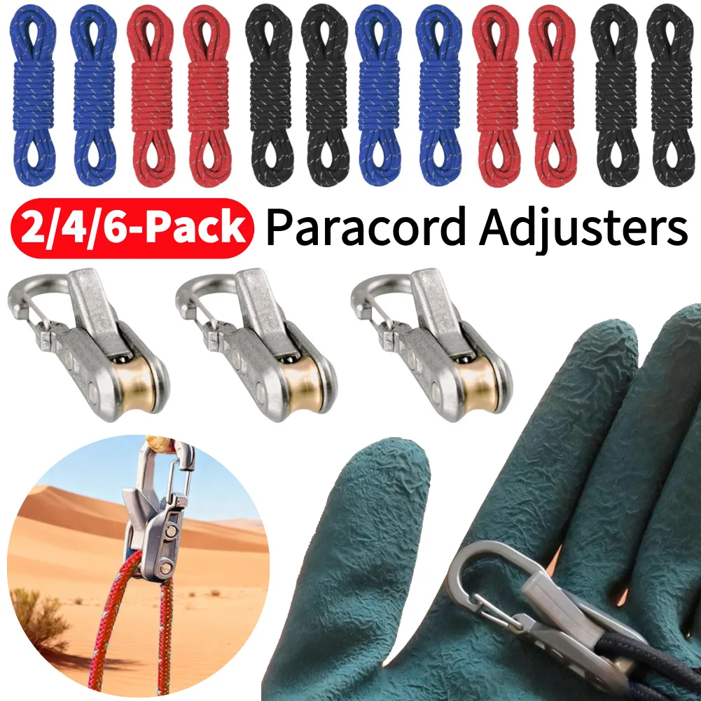 Guid Rope Adjuster Rope Adjuster 2/4/6-Pack Rope Tightening Tool & Tensioner Heavy-Duty ...