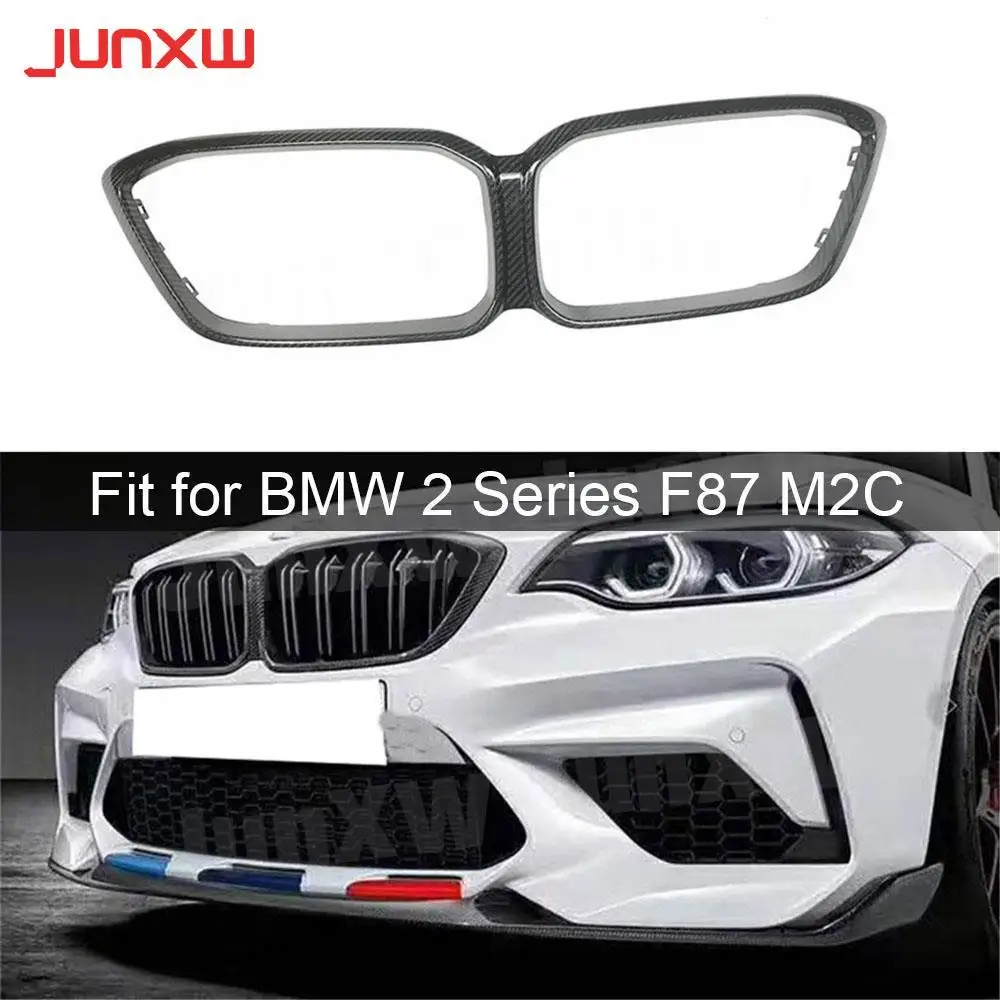 

Dry Carbon Fiber Front Bumper Grille Mesh Grill Surrounding Frame Cover For BMW 2 Series F87 M2C Competition 2019 2020 FRP