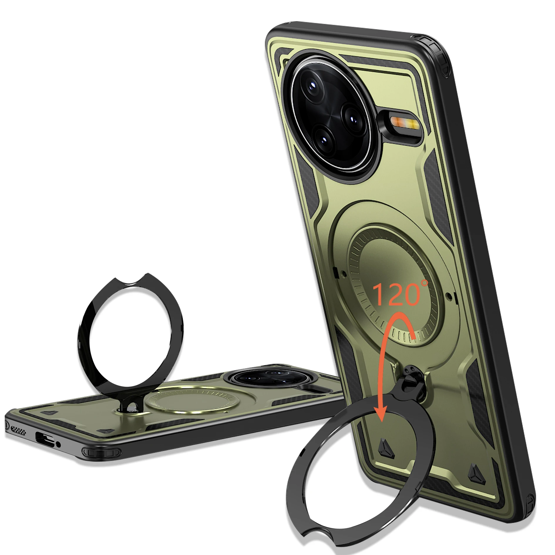 Magnetic Armor Bracket Case with Foldable Stand and Magsafe Compatibility