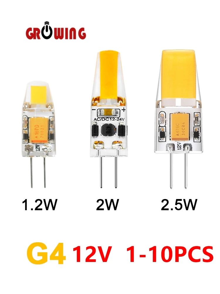 Silica gel mini LED bulb G4 Low voltage 12V COB warm white light is suitable for replacing 20W halogen lamp with crystal lamp