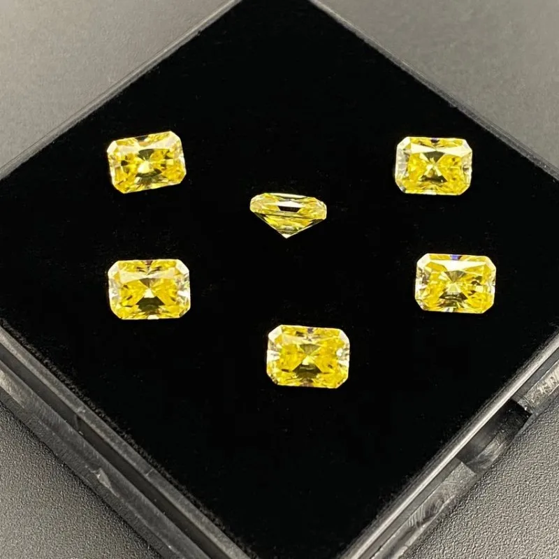 Loose Lemon Color Radiant Cut  synthetic Moissanite Stone with GRA Certificate  for Women Jewelry Ring Earrings Making  1~5CT