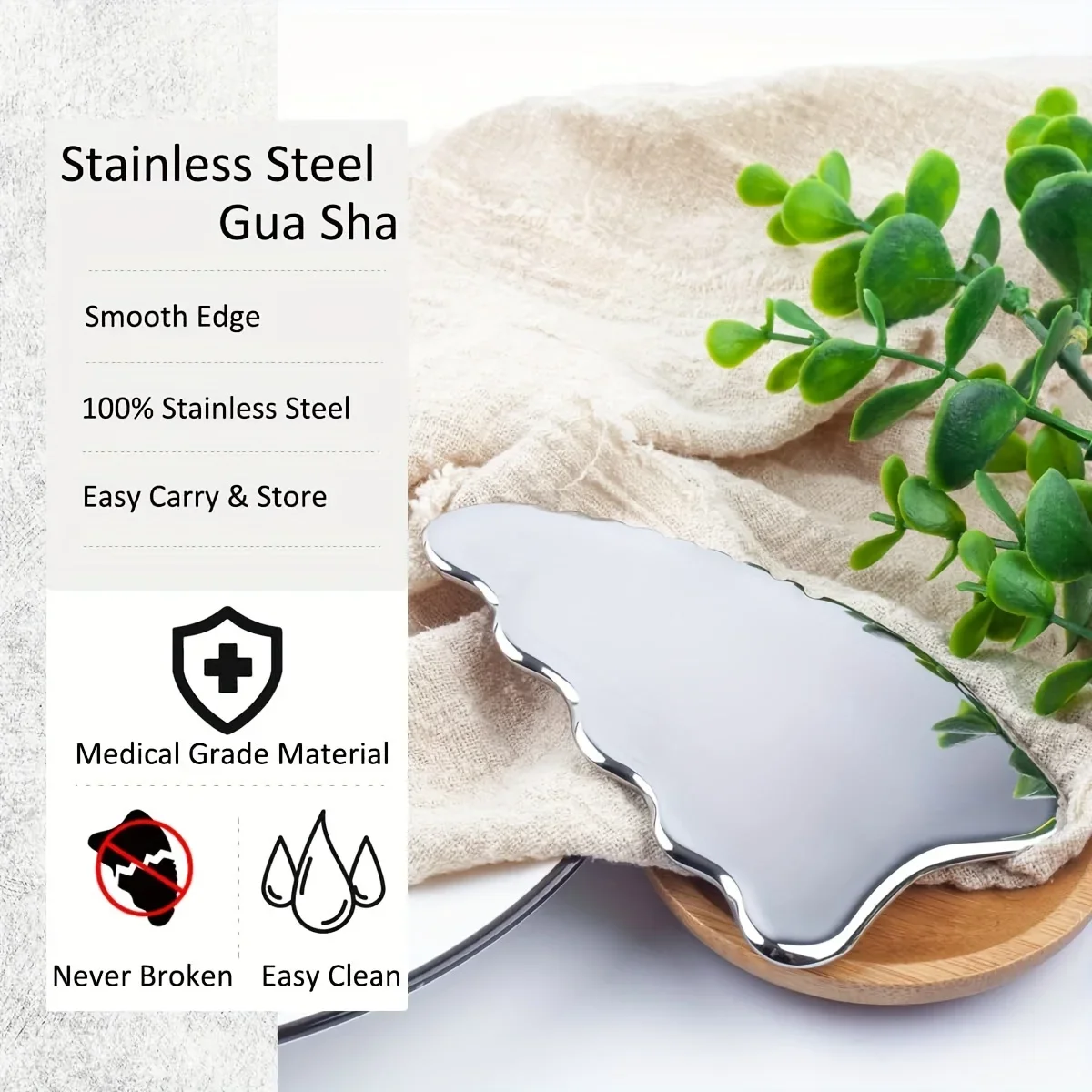 Stainless Steel Gua Sha Massager Facial Tool with Acupuncture Pen for Body Lymphatic Drainage Reduce Puffiness Muscle Therapy