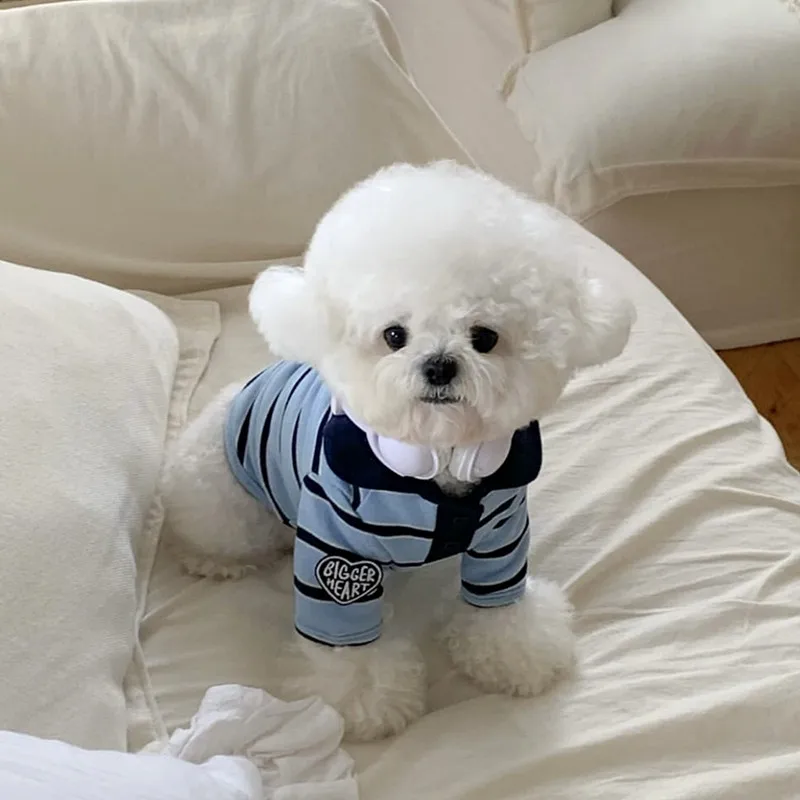 Maglietta Polo per Cani, Camicia Estiva a Righe con Colletto alla Moda per Cani e Gatti, T-Shirt per Animali Domestici, Gilet per Cani Chihuahua, Bichon, Bulldog Francese, Abbigliamento per Cani - immagine 5
